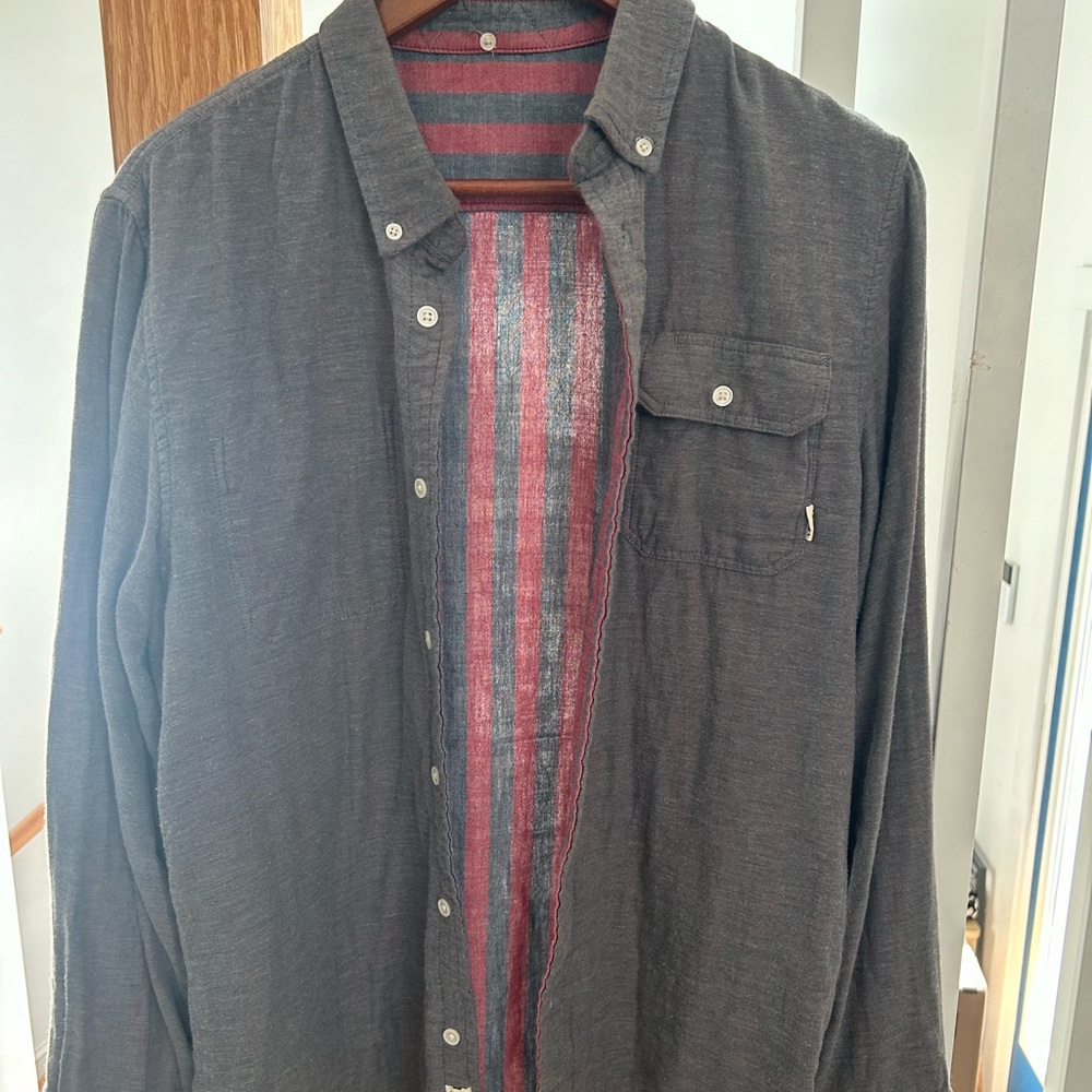 Vans Gray and Red reversible dress shirt SZ M